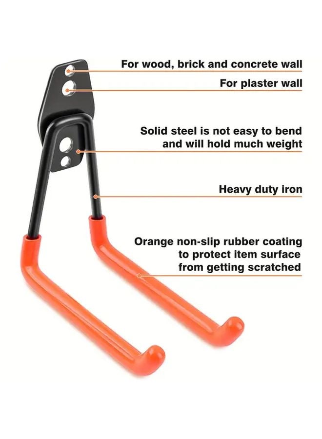 Coral Orange Heavy Duty Wall Mounted Steel Storage Hooks 4 Pack With Screws - Image 3
